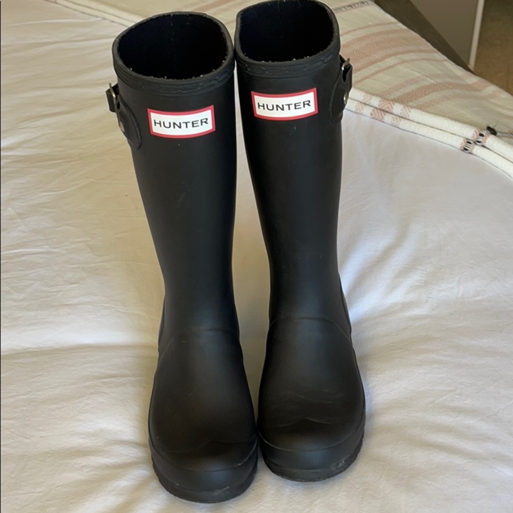 Black rain boots